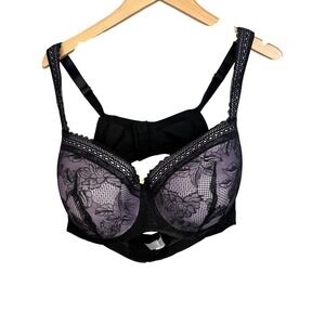 Butterfly by Ashley Stewart Lace Bra 42D Black Pink‎ Full Coverage Support